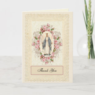 Elegant Lace Pink Roses Religious Appreciation Card