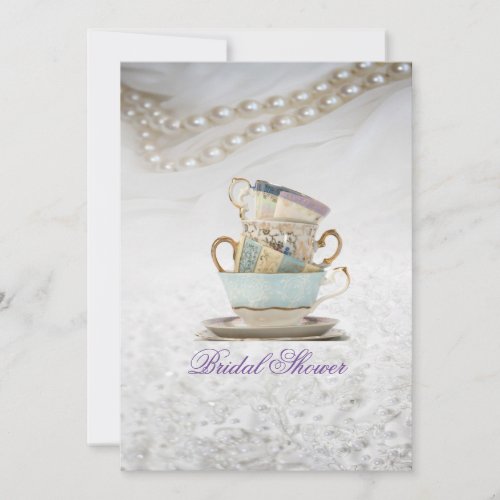 Elegant Lace Tea Cups Bridal Shower Tea Party  Invitation