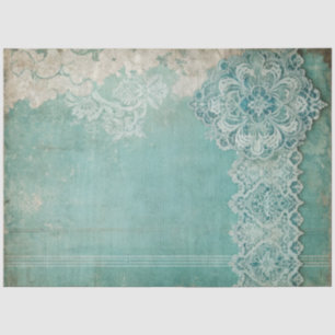 Elegant Lace Teal Grunge Decoupage Tissue Paper