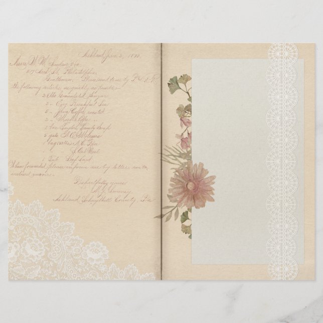 Elegant Lace Vintage Floral Journal Page (Front)
