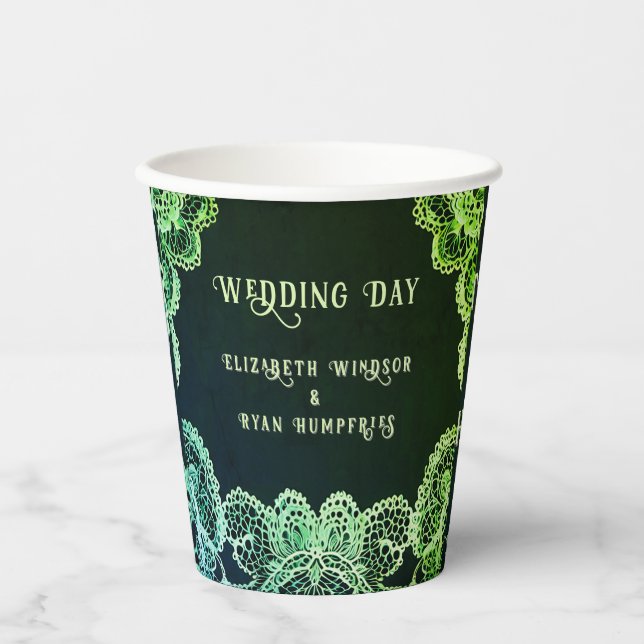 Elegant Lace" Wedding Invitation Collection  Paper Cups (Front)