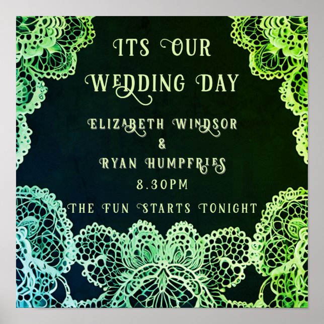 Elegant Lace" Wedding Invitation Collection  Poster (Front)