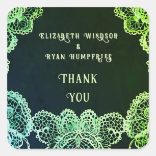 Elegant Lace" Wedding Invitation Collection Square Sticker