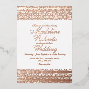 Elegant Lace Wedding Pressed  Foil Invitation