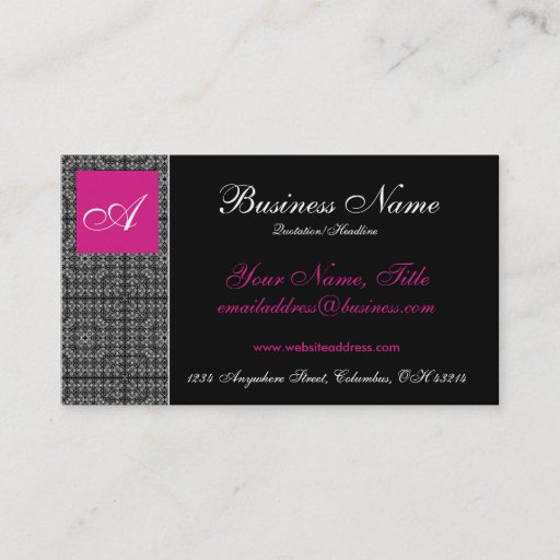 Customizable Elegant Lace with Pink Monogram Business Cards