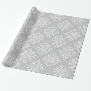 Elegant Lacy Grey Damask Wrapping Paper