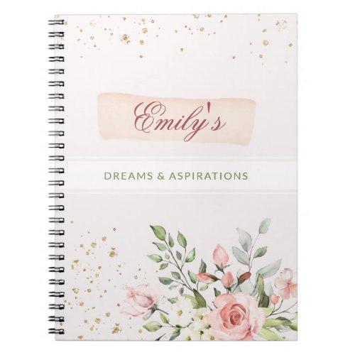 Elegant Ladies Girly Diary Floral Pastel Pink Chic Notebook