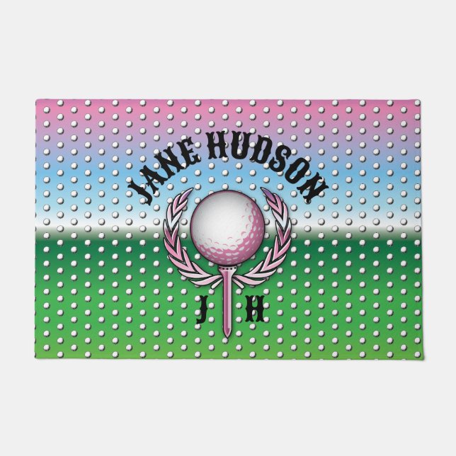 Elegant Ladies Golf Design Doormat (Front)