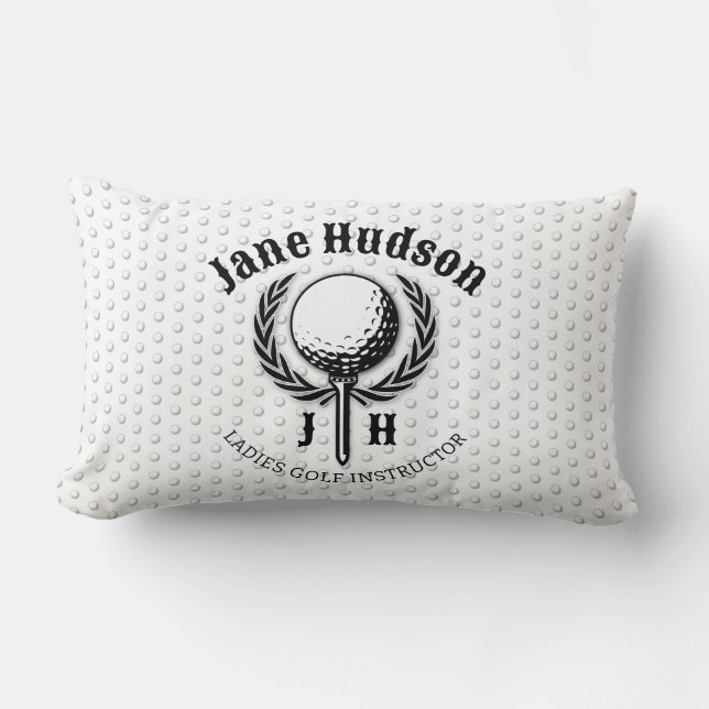 Elegant Ladies Golf Monogram Design Lumbar Pillow (Front)