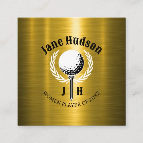 Elegant Ladies Golf Monogram Design Square Business Card