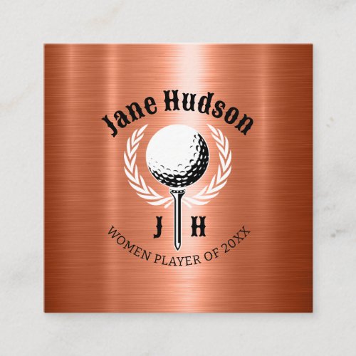 Elegant Ladies Golf Monogram Design Square Business Card