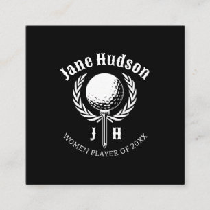 Elegant Ladies Golf Monogram Design Square Business Card