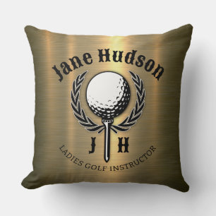 Elegant Ladies Golf Monogram Design Throw Pillow