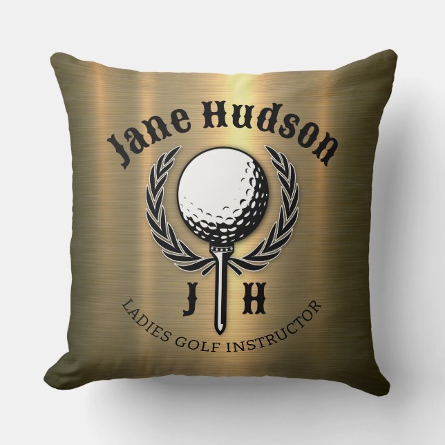 Elegant Ladies Golf Monogram Design Throw Pillow (Front)