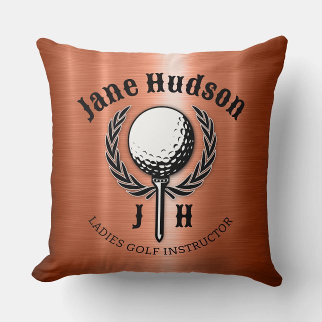 Elegant Ladies Golf Monogram Design Throw Pillow (Front)