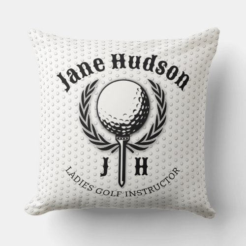 Elegant Ladies Golf Monogram Design Throw Pillow