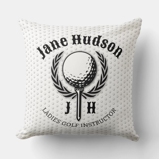 Elegant Ladies Golf Monogram Design Throw Pillow (Front)