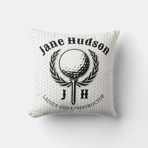Elegant Ladies Golf Monogram Design Throw Pillow