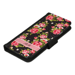 Elegant Ladies Monogram Floral Patter iPhone 8/7 Wallet Case