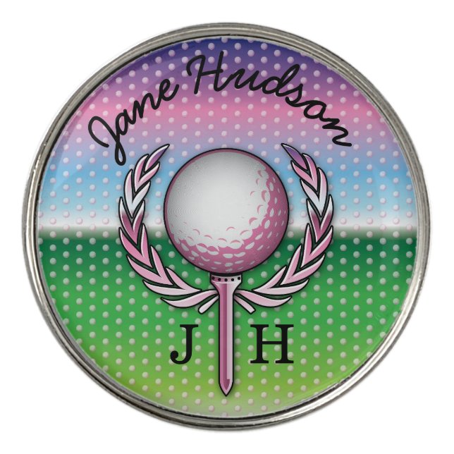Elegant Ladies Monogram Golf Design Ball Marker (Front)