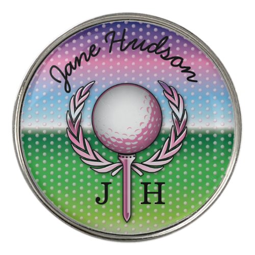 Elegant Ladies Monogram Golf Design Golf Ball Marker