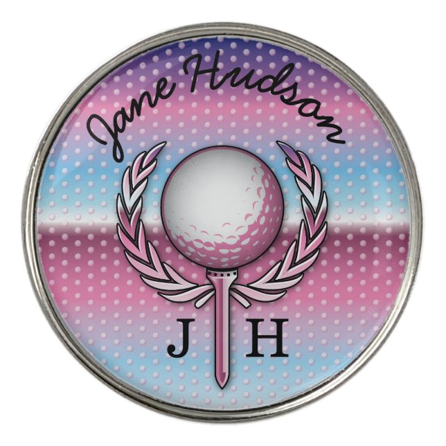 Elegant Ladies Monogram Golf Design Golf Ball Marker (Front)