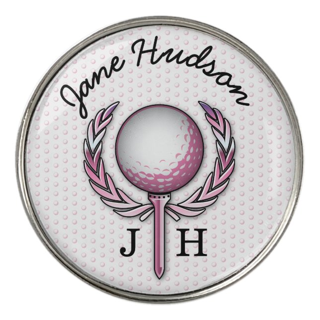 Elegant Ladies Monogram Golf Design Golf Ball Marker (Front)