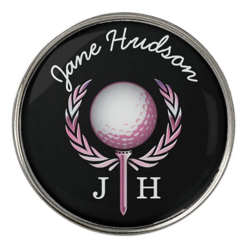 Elegant Ladies Monogram Golf Design Golf Ball Marker