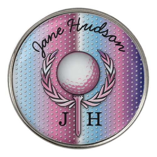 Elegant Ladies Monogram Golf Design Golf Ball Marker