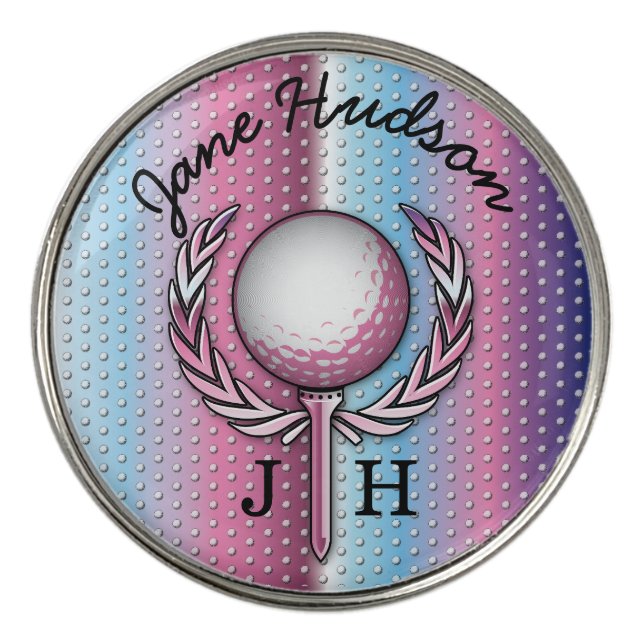 Elegant Ladies Monogram Golf Design Golf Ball Marker (Front)