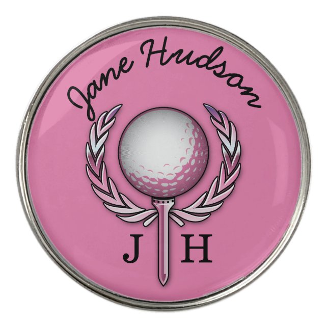 Elegant Ladies Monogram Golf Design Golf Ball Marker (Front)