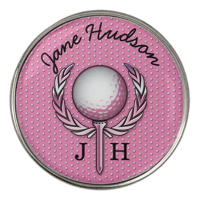 Elegant Ladies Monogram Golf Design Golf Ball Marker (Front)