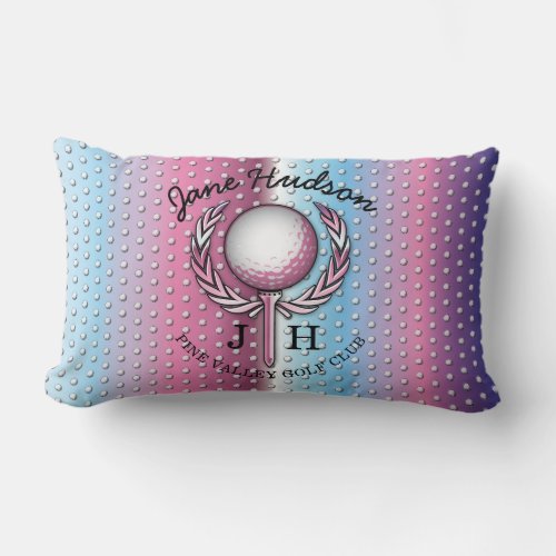 Elegant Ladies Monogram Golf Design Lumbar Pillow