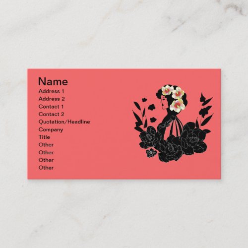 Elegant Lady and Bouquet of Magnolia Template Busi Business Card