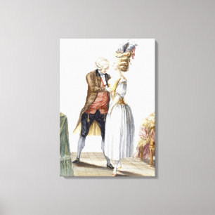 Elegant Lady at a Fitting with her Tailor, plate f Canvas Print