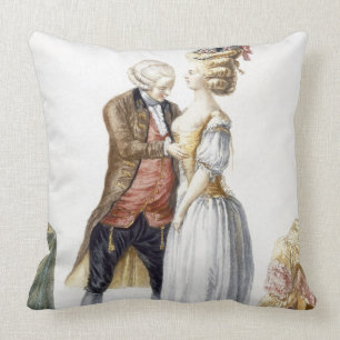 Elegant Lady at a Fitting with her Tailor, plate f Throw Pillow