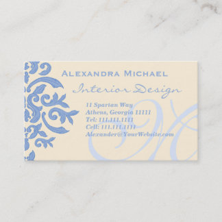 Elegant Lady Designer's Blue and Cream Business Card