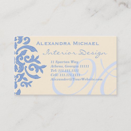 Elegant Lady Designer's Blue and Cream Business Cards