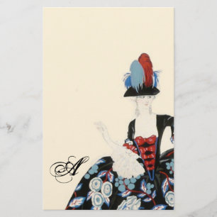 ELEGANT LADY FLORAL DRESS /BEAUTY FASHION MONOGRAM STATIONERY