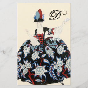ELEGANT LADY FLORAL DRESS /BEAUTY FASHION MONOGRAM STATIONERY