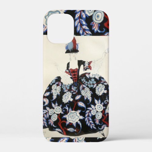 ELEGANT LADY FLORAL DRESS WITH BLACK WHITE FLOWERS iPhone 12 MINI CASE