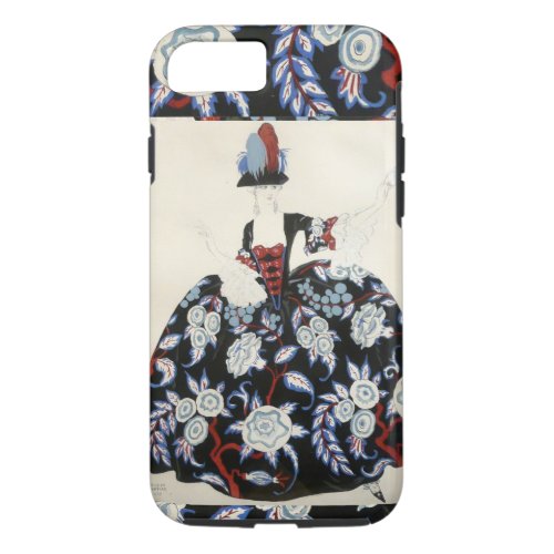 ELEGANT LADY FLORAL DRESS WITH BLACK WHITE FLOWERS iPhone 87 CASE