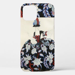 ELEGANT LADY FLORAL DRESS WITH BLACK WHITE FLOWERS iPhone 12 CASE