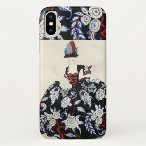 ELEGANT LADY FLORAL DRESS WITH BLACK WHITE FLOWERS iPhone X CASE