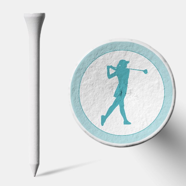Elegant Lady Golfer Female Silhouette Teal Golf Tees (Combo)