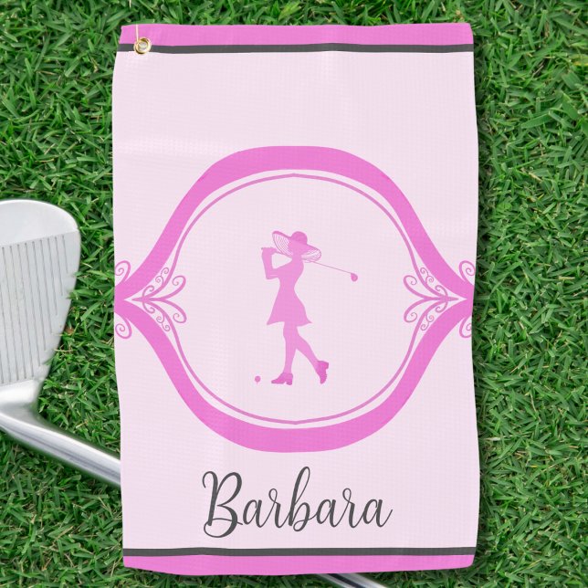 Elegant Lady Golfer Personalized  Golf Towel (Creator Uploaded)