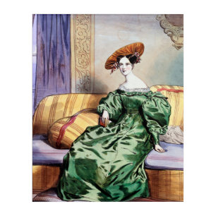 Elegant Lady in Green Gown - Victorian Art Print