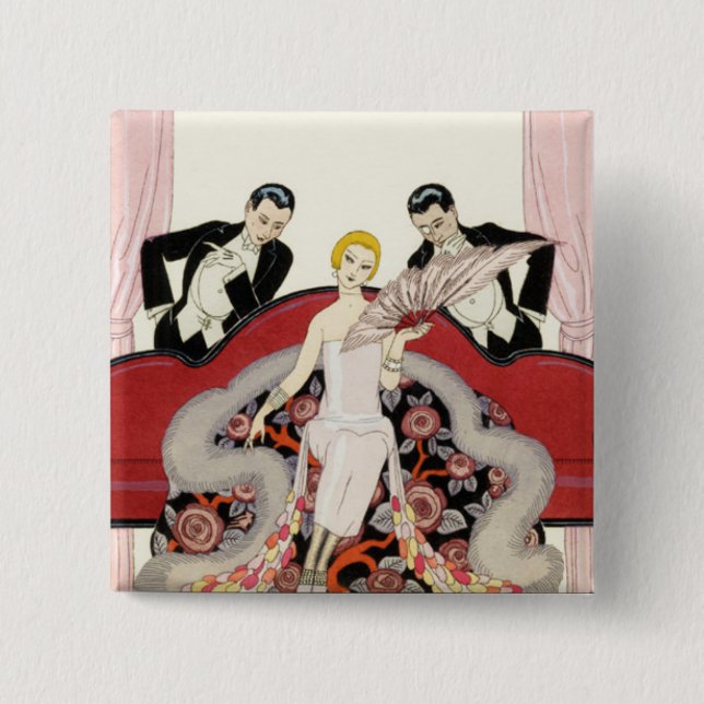 Elegant Lady in Paris Art Deco Button (Front)