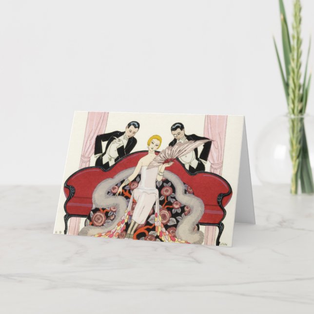 Elegant Lady in Paris Art Deco Card (Front)