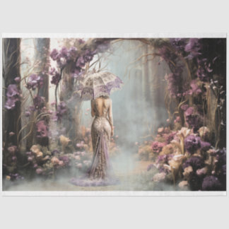 Elegant Lady Portrait Purple Parasol Enchanted Tissue Paper